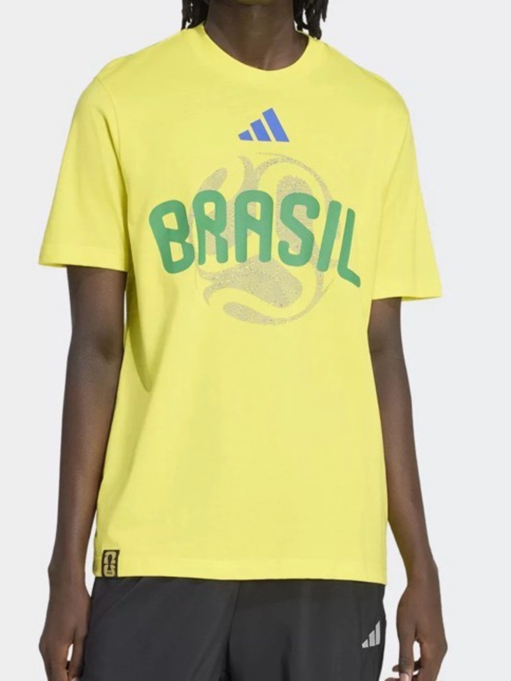 adidas Yellow Brasil Graphic T‑Shirt with Green and Blue Accents